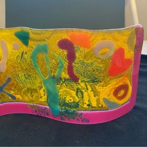 Mermaids View”  Fused Art Glass Wave Original 9.5”x 5”Freestanding OOAK